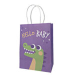 a purple bag with a cartoon dinosaur on itCustom Printed Kraft Paper Bags from china supplier