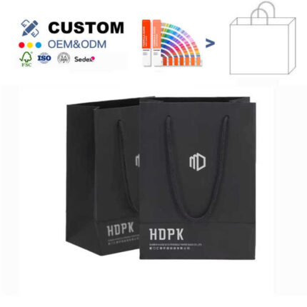 Custom Black Matte Luxury Paper Bags with Handles for Watches