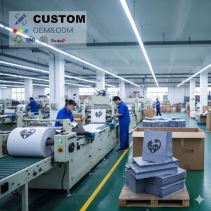 top quality blue kraft paper bags with handles for shopping 3