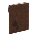 Factory Printing Soft Cover Pu Leather A5 Size Embossed Cover Journal Notebook Printing with Pen Ivory-colored Coated Paper Page