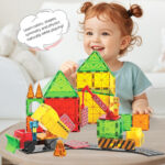Hot Sale 100 Pcs Colorful Magnetic Tiles Safety Building Blocks Set STEM Educational Kids Magnetic Tiles for Children
