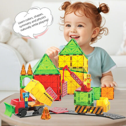 Hot Sale 100 Pcs Colorful Magnetic Tiles Safety Building Blocks Set STEM Educational Kids Magnetic Tiles for Children
