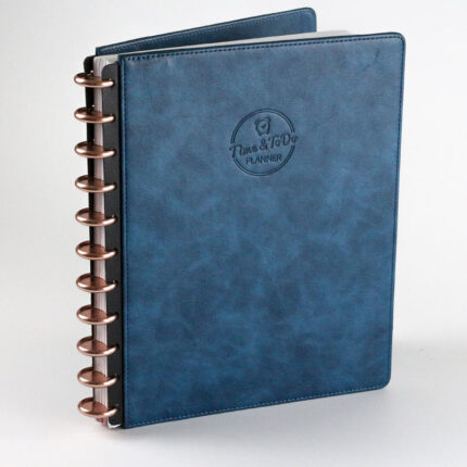 Customizable Hardcover Journal Leather Book Gold Spiral Bound Planner Wire-o Notebook With Golden Foil Stamping Logo